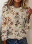 Women's Round Neck Long Sleeve Vintage Floral Casual T-Shirt