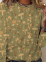 Women's Round Neck Long Sleeve Vintage Floral Casual T-Shirt