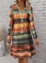 Casual Geometric V Neck Regular Fit Dress With No