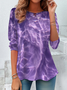 Women's Long Sleeve T-shirt Spring/Fall Purple Abstract Printing Jersey Crew Neck Daily Going Out Casual Top