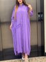 Casual Plain Stand Collar Maxi Dress