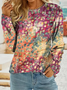 Women's Long Sleeve T-shirt Spring/Fall As Picture Abstract Printing Jersey Crew Neck Daily Going Out Casual Top