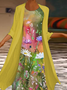 Women's Printing Floral Daily Going Out Two-Piece Set Yellow Casual Spring/Fall Coat With Skirt Matching Set