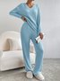 Women's Embossed Plain Daily Going Out Two-Piece Set Apricot Casual Spring/Fall Top With Pants Matching Set