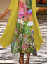 Women's Printing Floral Daily Going Out Two-Piece Set Yellow Casual Spring/Fall Coat With Skirt Matching Set