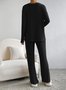 Women's Embossed Plain Daily Going Out Two-Piece Set Apricot Casual Spring/Fall Top With Pants Matching Set
