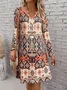 Casual Geometric V Neck Regular Fit Dress With No