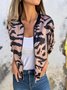 Popular Bottom Drawstring Leopard Print Thin Zipper Small Jacket