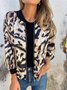 Popular Bottom Drawstring Leopard Print Thin Zipper Small Jacket