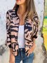 Popular Bottom Drawstring Leopard Print Thin Zipper Small Jacket