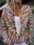 Casual Vintage Geometric Print Loose Knit Cardigan