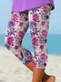 Women's  Elastic Waist H-Line Legging Daily Going Out Pants Purple Casual Printing Floral Summer Pants