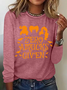 Holiday Round Neck Long Sleeve Halloween Letter Print T-Shirt