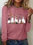 Holiday Round Neck Long Sleeve Halloween Letter Print T-Shirt
