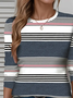 Women's Long Sleeve T-shirt Spring/Fall As Picture Striped Printing Jersey Crew Neck Daily Going Out Casual Top