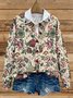 Casual Loose Crew Neck Floral Cardigan