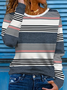Women's Long Sleeve T-shirt Spring/Fall As Picture Striped Printing Jersey Crew Neck Daily Going Out Casual Top