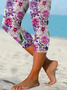 Women's  Elastic Waist H-Line Legging Daily Going Out Pants Purple Casual Printing Floral Summer Pants