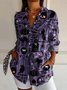 Halloween Women's Shirt Pattern Skull Elegant Retro