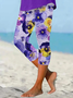 Women's  Elastic Waist H-Line Legging Daily Going Out Pants Purple Casual Printing Floral Summer Pants