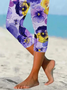 Women's  Elastic Waist H-Line Legging Daily Going Out Pants Purple Casual Printing Floral Summer Pants
