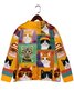 Loose Ethnic Animal Picture Crew Neck Cardigan