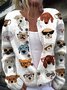 Crew Neck Loose Knitted Peasant Cardigan