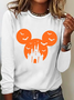 Holiday Round Neck Long Sleeve Halloween Letter Print T-Shirt