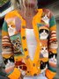 Loose Ethnic Animal Picture Crew Neck Cardigan