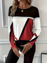 Women's Long Sleeve T-shirt Spring/Fall Red Abstract Printing Jersey Crew Neck Daily Going Out Casual Top