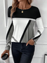Women's Long Sleeve T-shirt Spring/Fall Red Abstract Printing Jersey Crew Neck Daily Going Out Casual Top