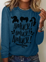 Holiday Round Neck Long Sleeve Halloween Letter Print T-Shirt