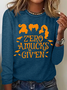 Holiday Round Neck Long Sleeve Halloween Letter Print T-Shirt
