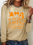Holiday Round Neck Long Sleeve Halloween Letter Print T-Shirt