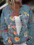 Ethnic Floral Knitted Crew Neck Cardigan