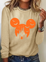 Holiday Round Neck Long Sleeve Halloween Letter Print T-Shirt