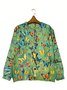 Peasant Floral Crew Neck Knitted Cardigan