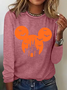 Holiday Round Neck Long Sleeve Halloween Letter Print T-Shirt