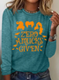 Holiday Round Neck Long Sleeve Halloween Letter Print T-Shirt