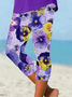 Women's  Elastic Waist H-Line Legging Daily Going Out Pants Purple Casual Printing Floral Summer Pants