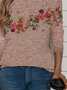 Women's Long Sleeve T-shirt Spring/Fall Dusty Pink Floral Printing Jersey Crew Neck Daily Going Out Casual Top