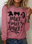 Holiday Round Neck Long Sleeve Halloween Letter Print T-Shirt