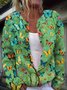 Peasant Floral Crew Neck Knitted Cardigan