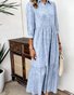 Women Striped Casual Spring/Fall Micro-Elasticity Regular Fit Maxi A-Line Regular No Dresses