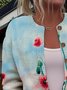 Crew Neck Gradient Pattern Ethnic Cardigan
