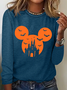 Holiday Round Neck Long Sleeve Halloween Letter Print T-Shirt