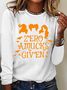 Holiday Round Neck Long Sleeve Halloween Letter Print T-Shirt
