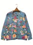 Ethnic Floral Knitted Crew Neck Cardigan