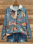 Ethnic Floral Knitted Crew Neck Cardigan