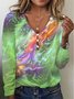 Women's Long Sleeve T-shirt Spring/Fall Red Geometric Printing V Neck Daily Going Out Vintage Top